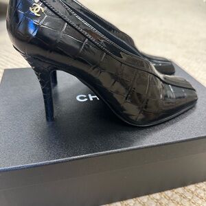 CHANEL Black Croc-Embossed Heels Matthieu Blazy sold out size 37